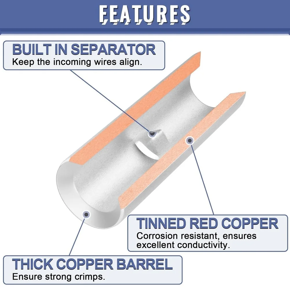 Brass Crimp Connectors Wire Connectors For Complex Wiring Projects Tinned Copper Material Built-in Wire Separator