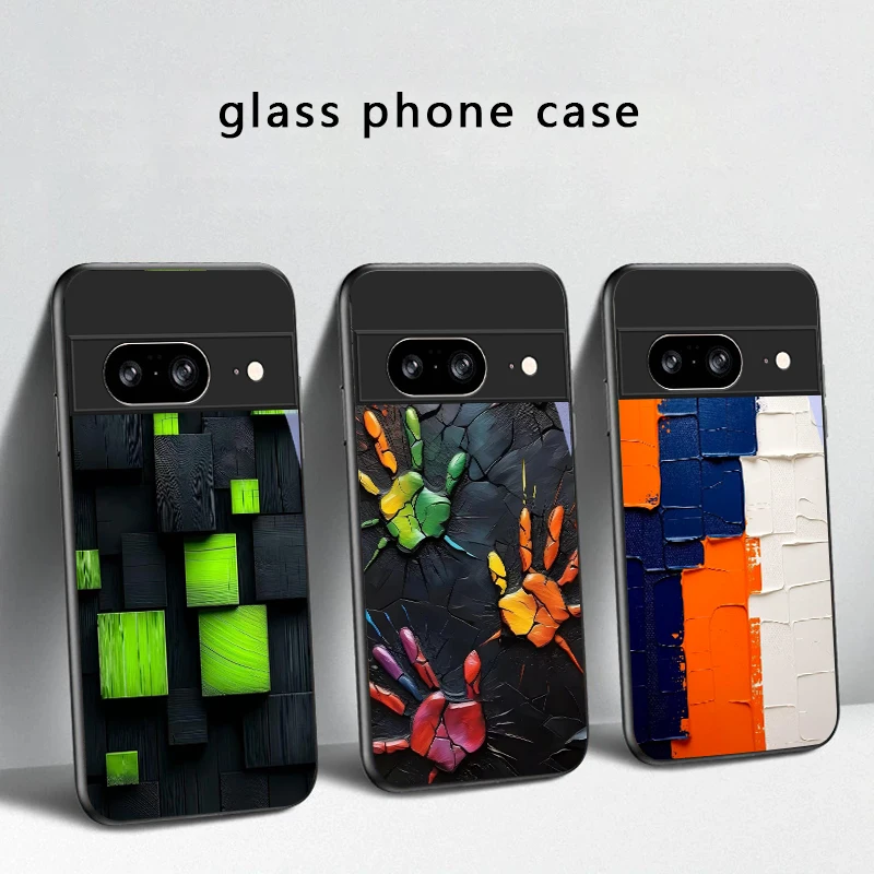 Animal Footprint Stone For Google Pixel 8 7 9 10 Pixel 10 Pro XL Pixel 9 Pro XL Pixel 8a 7a Pixel 7 Pro Black Glass Phone Case view 3