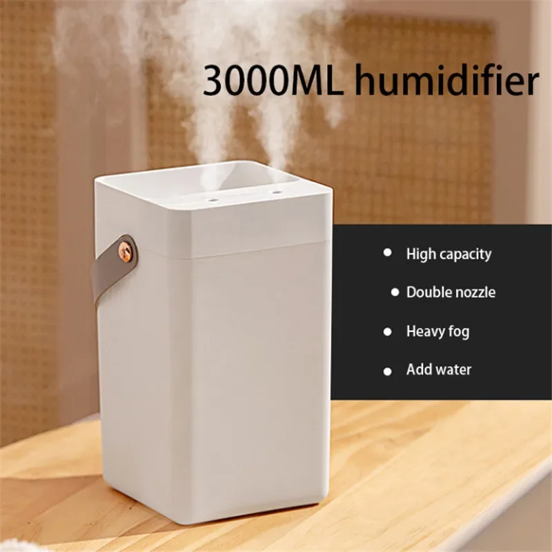 Difusor de umidificador de ar USB ultrassônico inteligente para casa Exibição de umidade 3L Umidificadores h2o de alta capacidade