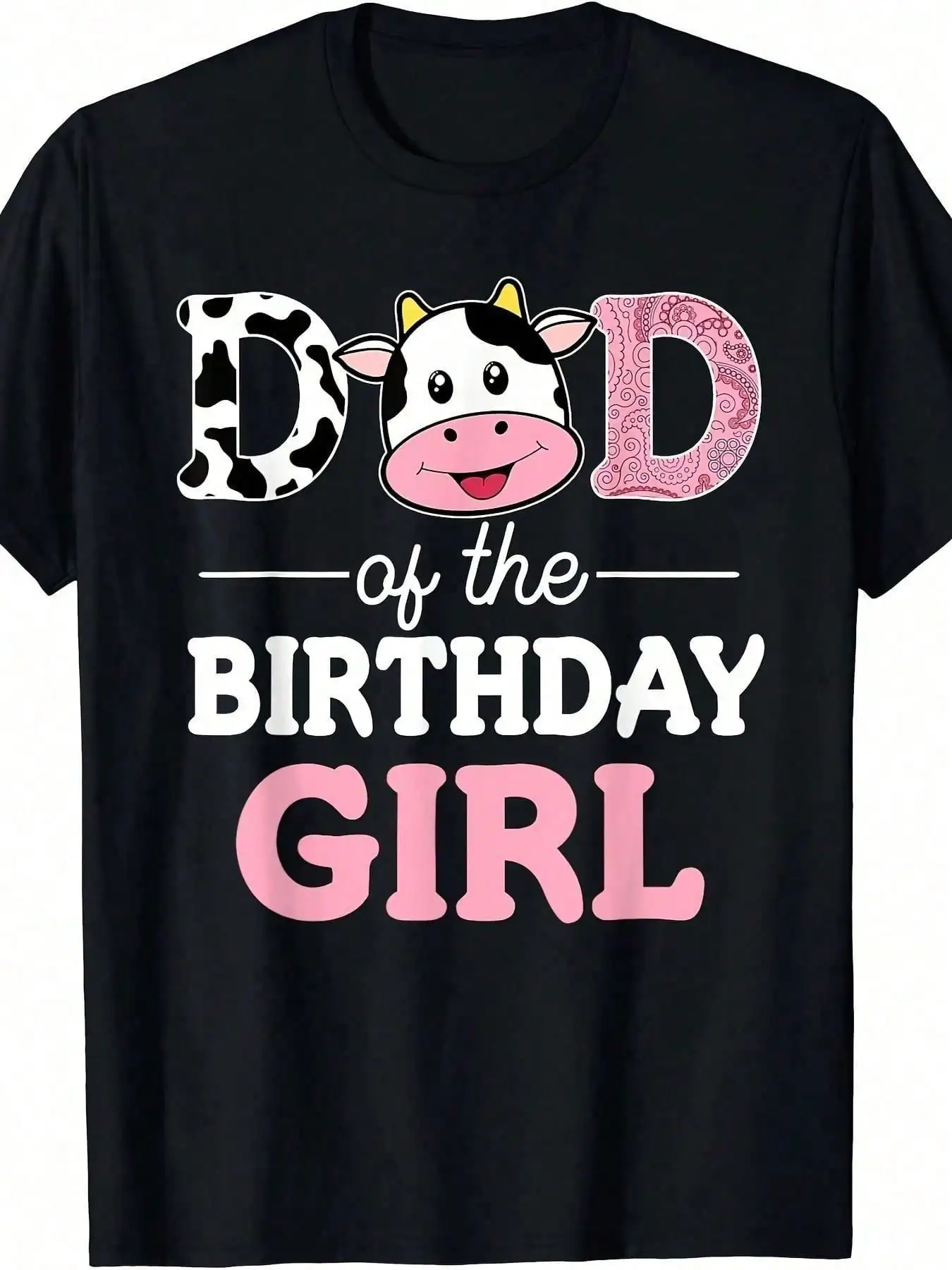 

Dad Of The Birthday Girl Shirt Farm Cow Daddy Papa 1st T-Shirt
