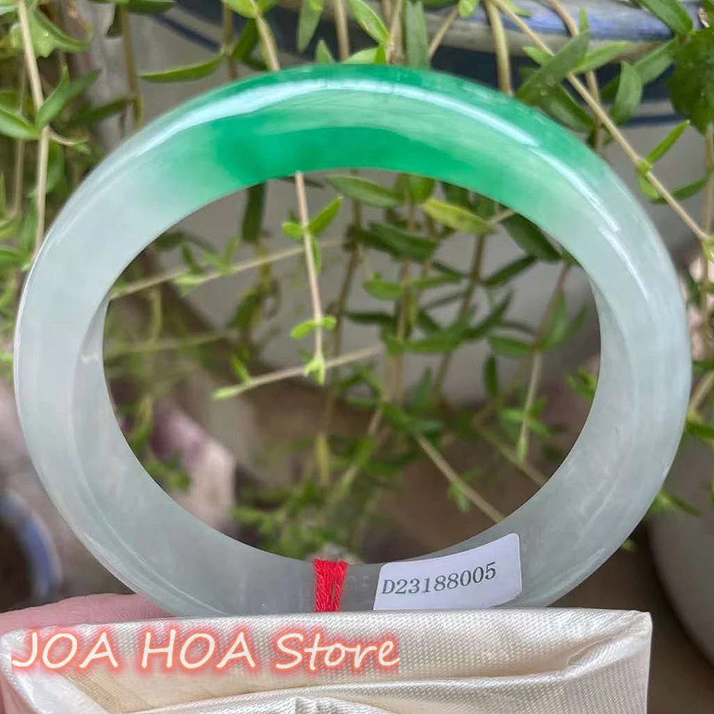New Natural Floating Green Flower Jadeite Original Ecological Pattern Bangle Quality Jade Bracelet Lucky Handring Fine Jewelry