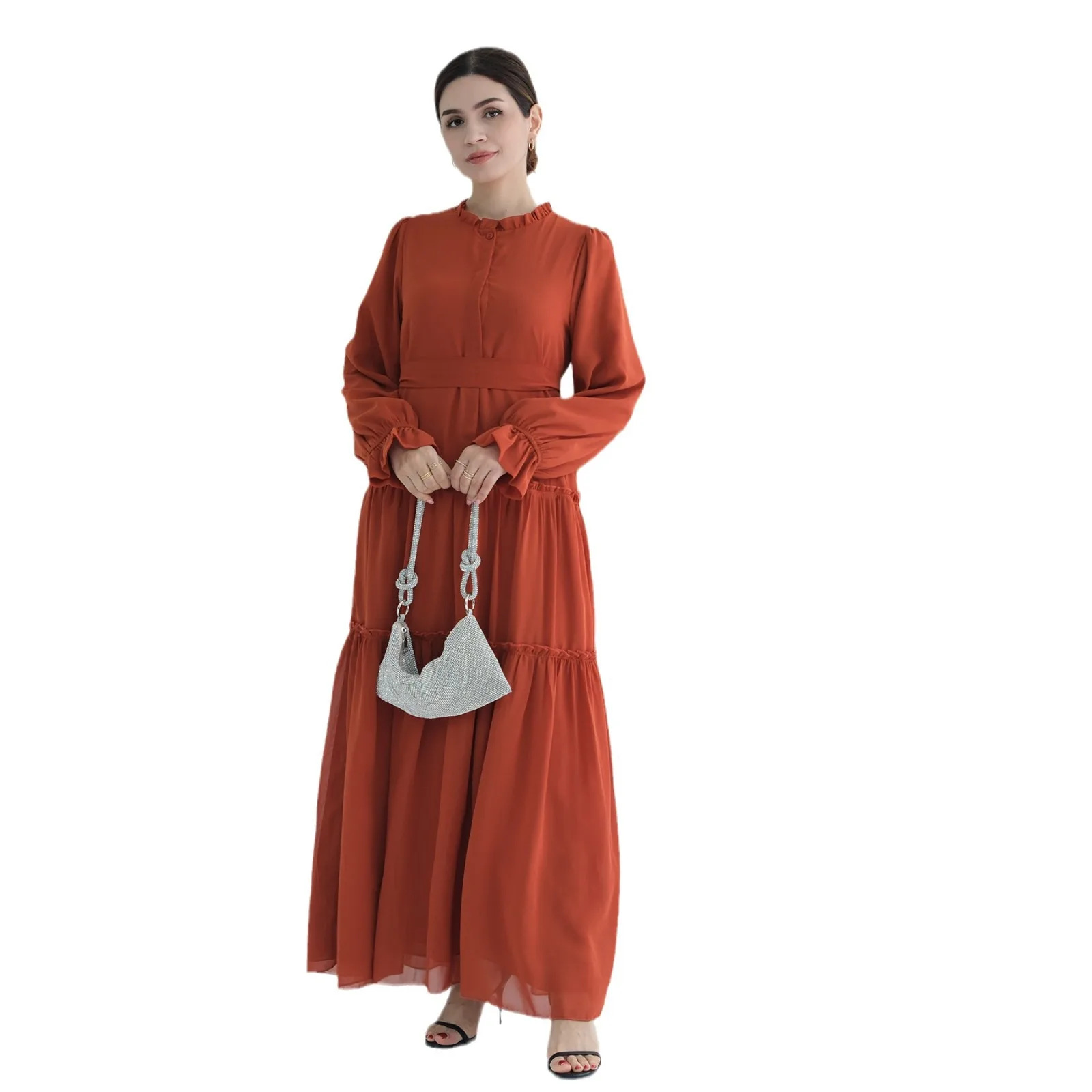 Enkellange Jurk Moslim Mode Kleding Vrouwen Abaya Dubai Arabische Lange Mouw Ramadan Jurk Turkije Caftan Marocain Abaya Vestidos