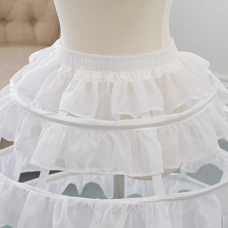 Vestido de novia de crinolina Lolita de cuatro capas, soporte en forma de campana, crinolina de hilo de doble capa