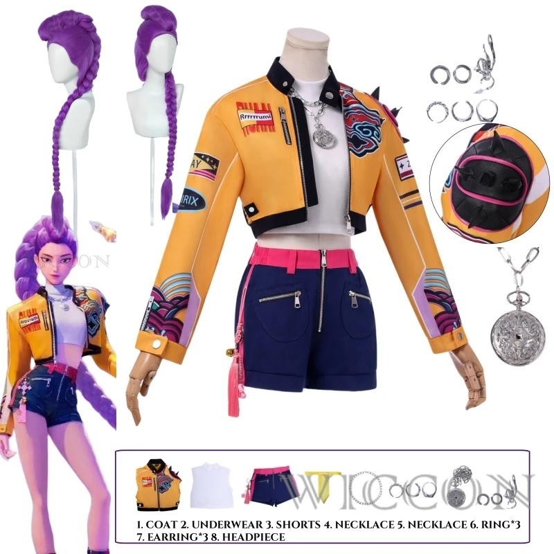 KPOP Huntrix Rumi Cosplay disfraz peluca Mira Zoey uniforme de escenario falda superior superestrella cazadores de demonios chica mujeres niños traje de Halloween