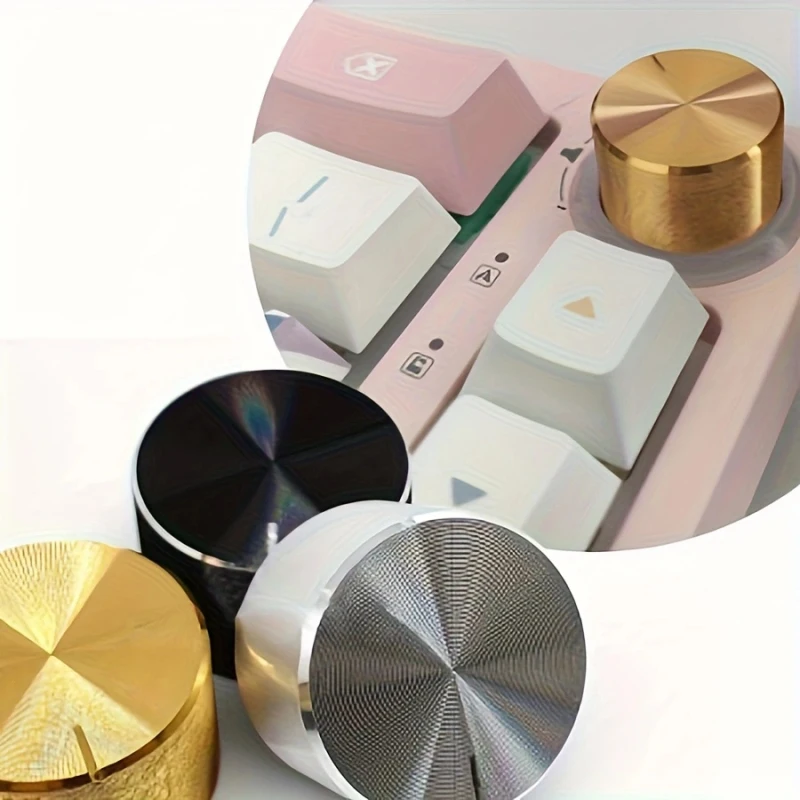 Metal Surface Rotary Adjustment Knob with Standard Inner Hole, Replacement Control Cap for Mechanical Keyboard Volume Setting