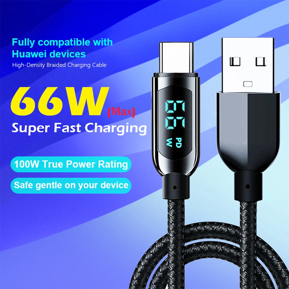 

Светодиодный дисплей из сплава USB Type C Сверхбыстрый зарядный кабель для Samsung iPhone Xiaomi Redmi Huawei Honor OPPO Кабель для передачи данных