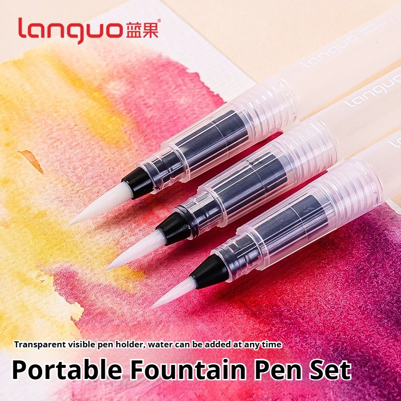 Soft Nylon Water Ink Storage Brush Pen Set 3/6Pcs Refillable Water Color Brush Pens for Calligraphy Watercolor Painting Drawing