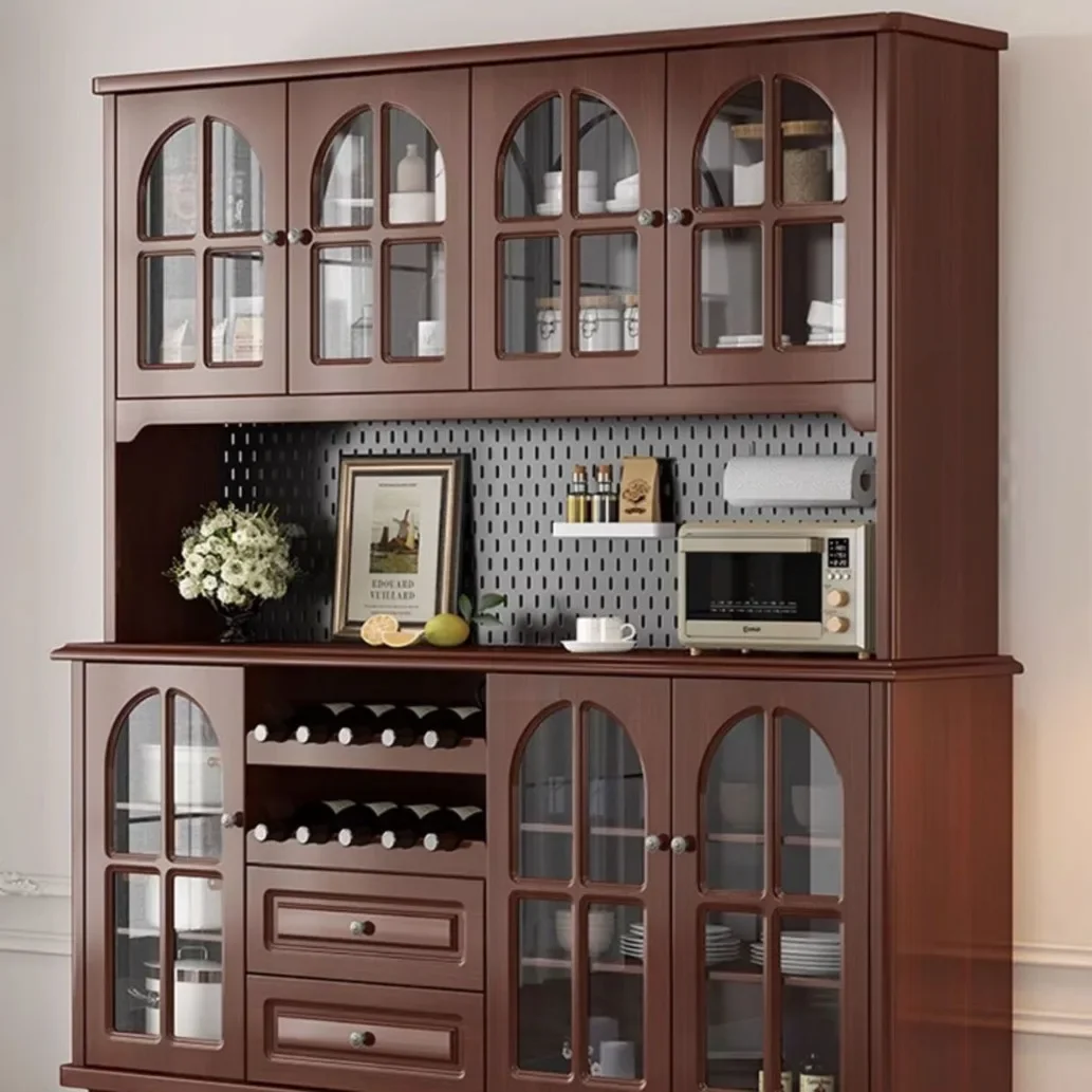 Solid Wood Wine Cabinet Kitchen Side Tea Household Cupboard Locker