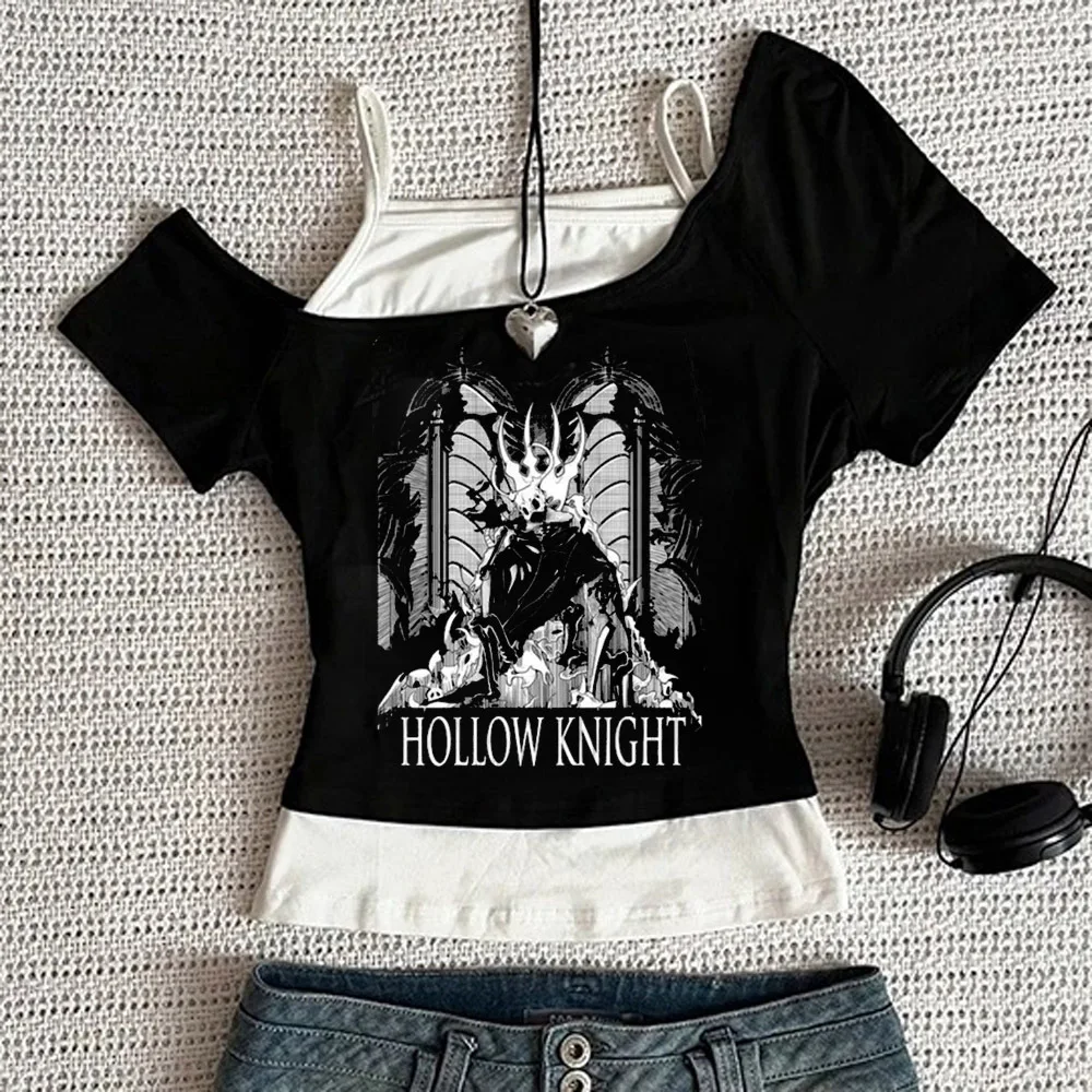 Hollow Knight cropped top girl cheap meme funny harajuku kawaii t-shirt anime kawaii baddie cheap dollette