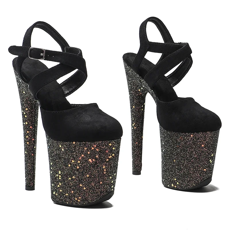 Leecabe 8Inch/20cm Suede Upper with Glitter   Platform Sandals party High Heels Shoes Pole Dancing Shoes