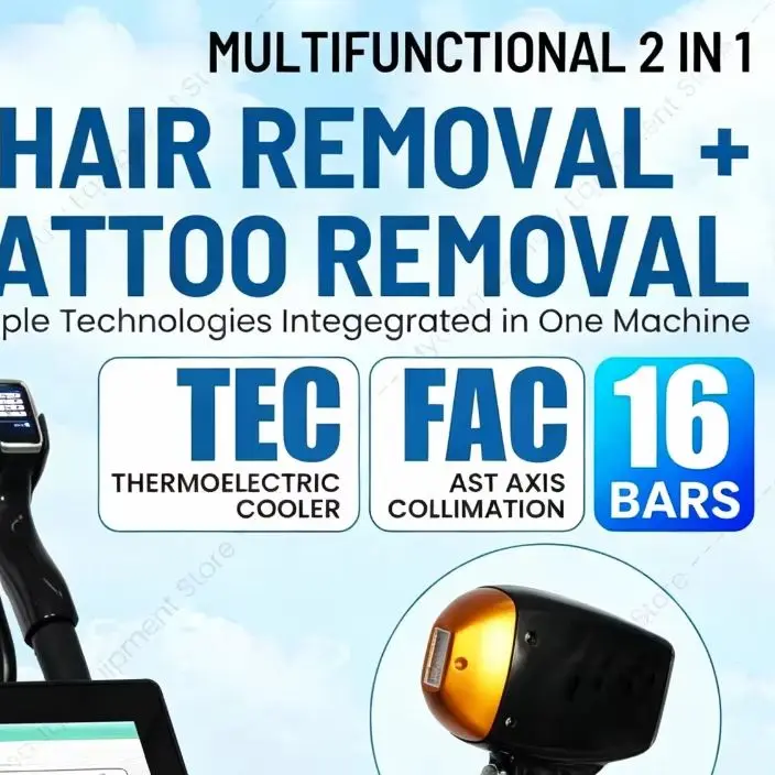 2 in 1 16 Bars Fac Diode Laser Hair Removal Machine Nd yag Picosecond Tattoo Removal Machine Multifunctional Beauty Instrument