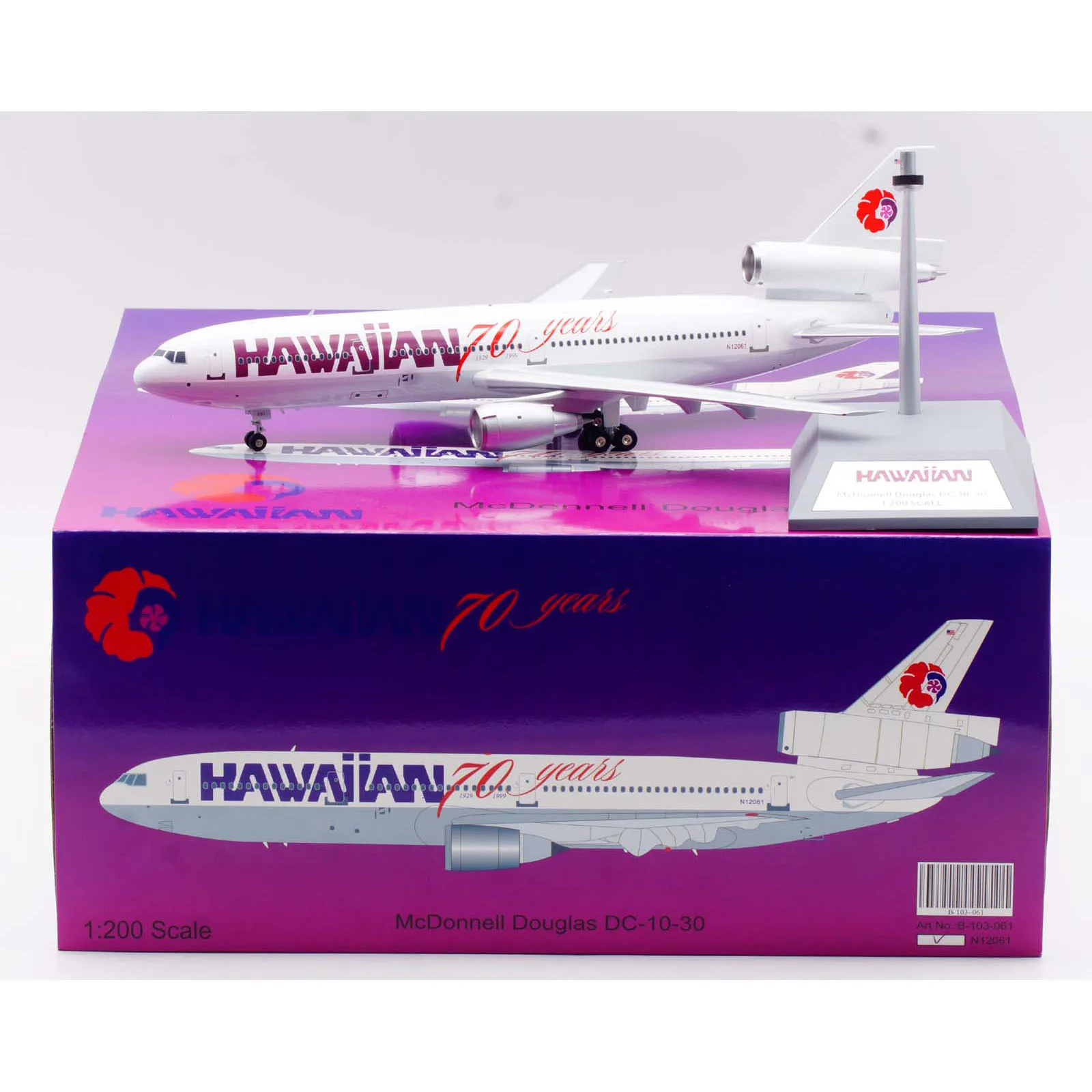 

B-103-061 Alloy Collectible Plane Gift B-Models 1:200 Hawaiian Air McDonnell Douglas DC-10-30 Diecast Aircraft Jet Model N12061