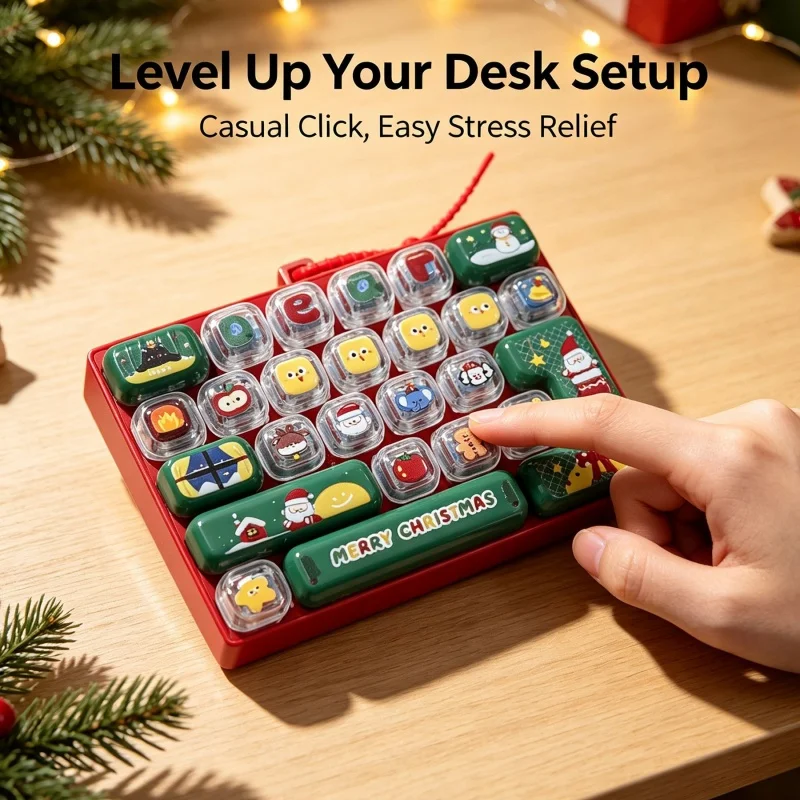 Christmas Fidget Keyboard Keychain Pumpkin Halloween Push Pop Toy Portable Bag Charm Stress Relief Squeeze Toy Mood Relief Gift