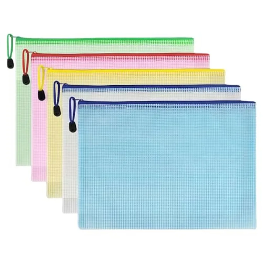 

10 Pcs 9.4x6.9 inch Mesh Zipper Pouch Bags with Semi-Transparent Mesh Waterproof Zip Files Bags for Stationery Files Toys Makeu