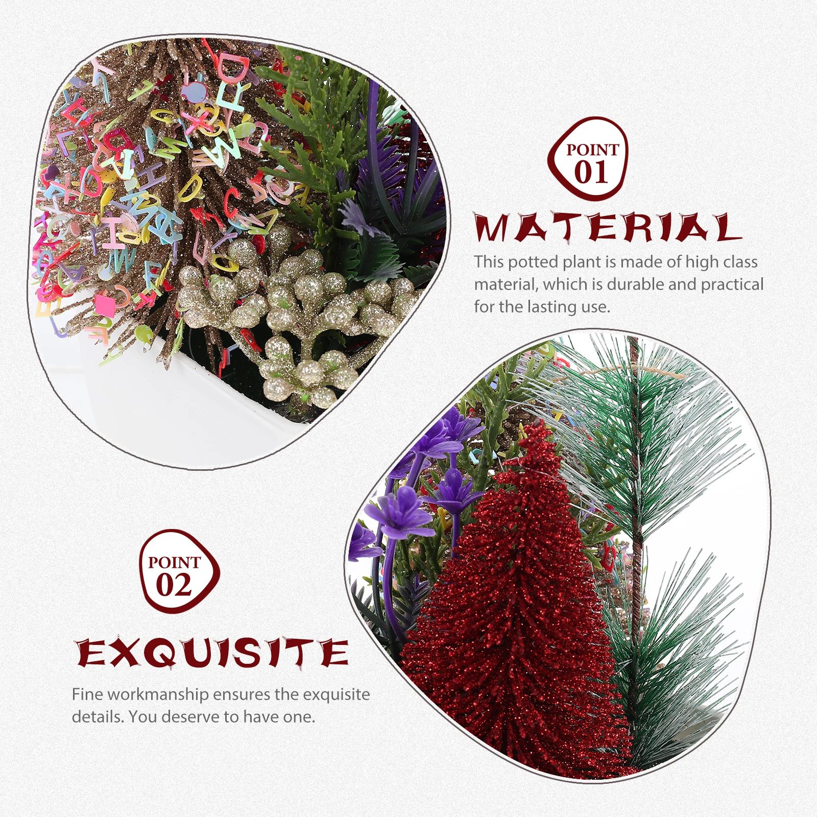 

Fake Plants Indoor Simulated Potted Decoration Christmas Bonsai Desktop Office Home Party Festival Xmas Artificial