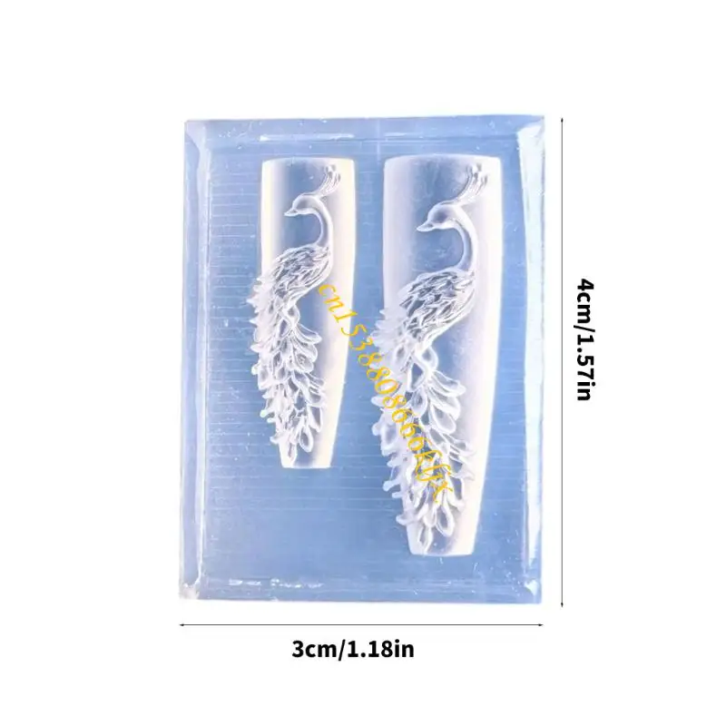 قالب ختم أظافر ثلاثي الأبعاد مفصل من Peacockbird مادة سيليكون ممتازة لصالون تجميل الأظافر والمشاريع الحرفية 066C