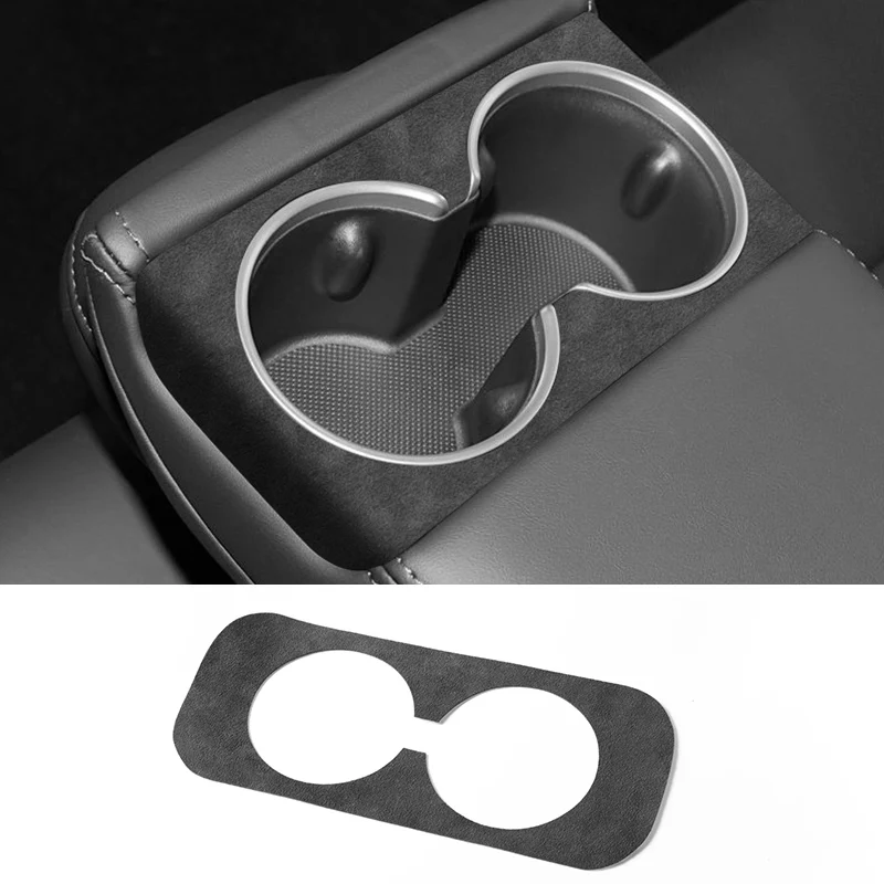 Made of Alcantara For Tesla Model 3 (2023- ) Center Armrest Cup Holder Cover Trim Insert Sticker Car Interior Tuning Accessories view 4