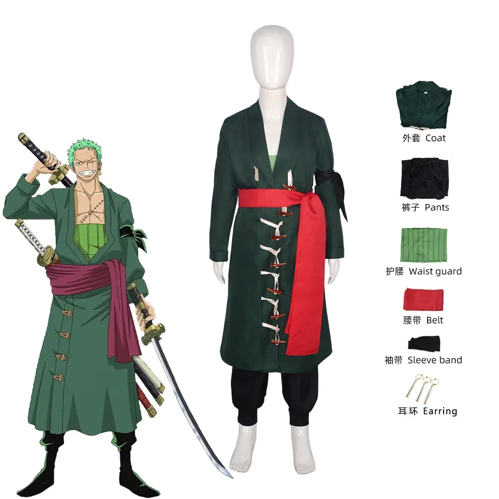 Disfraz de Roronoa Zoro de Wano Country, Kimono de Anime Pirata, Disfraz para Niños, Ropa para Halloween, Carnaval y Fiestas