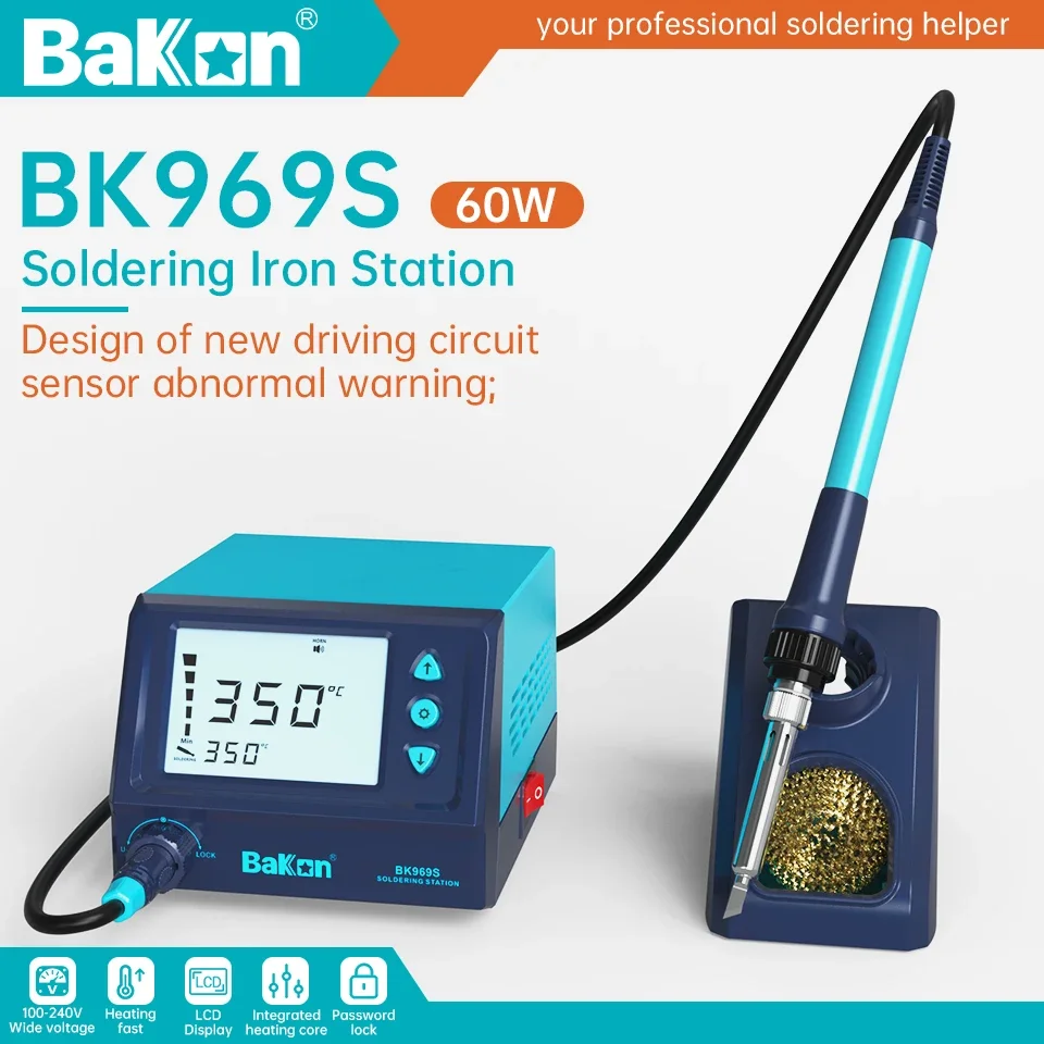 Bakon BK969S kit di strumenti per stazioni di saldatura per SMD/fai da te/riparazioni stazione di saldatura a temperatura costante di stagno a