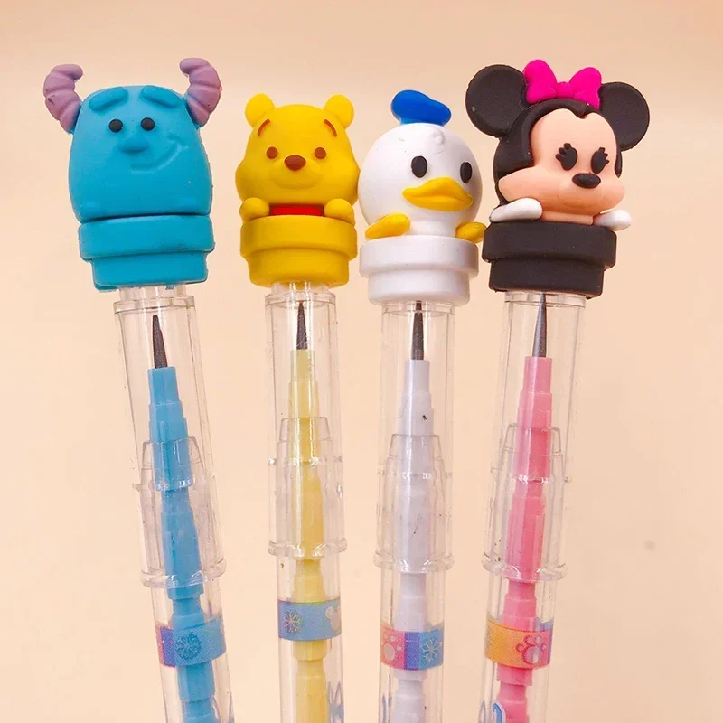 Imagem -04 - Disney Cartoon Silicone Bullet Pencil Lápis Cut- Desenho Papelaria Estudante Material Escolar Presentes de Escrita Uma Caixa 56 Pcs