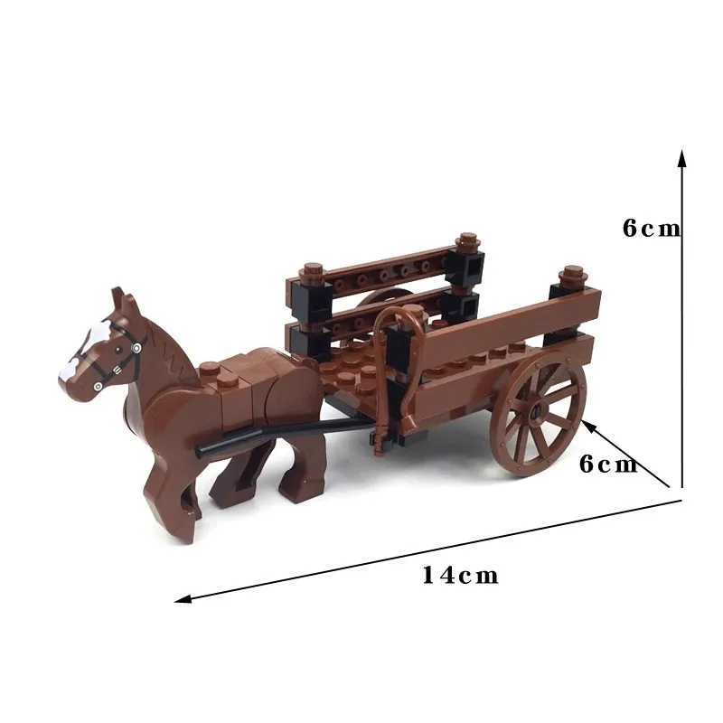 MOC Middle Age Prison chariot Building Blocks Western Carriage FarmTransport Vehicle Models Children Assembled Brick Toys