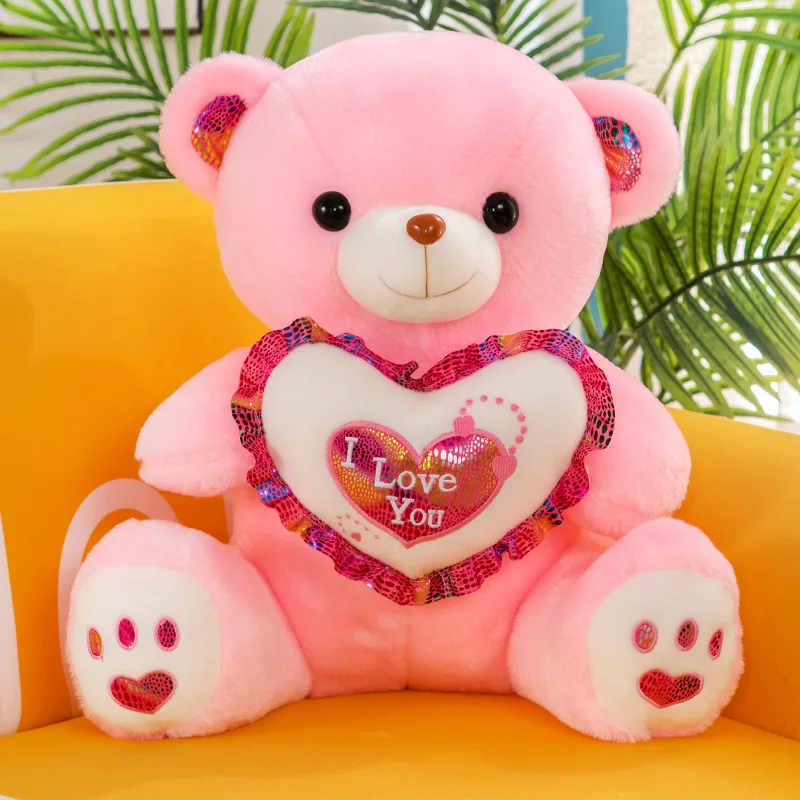 Bambola di peluche morbida di san valentino per bambini fidanzata e moglie LED Glow Teddy Bear Light Up peluche orso regalo