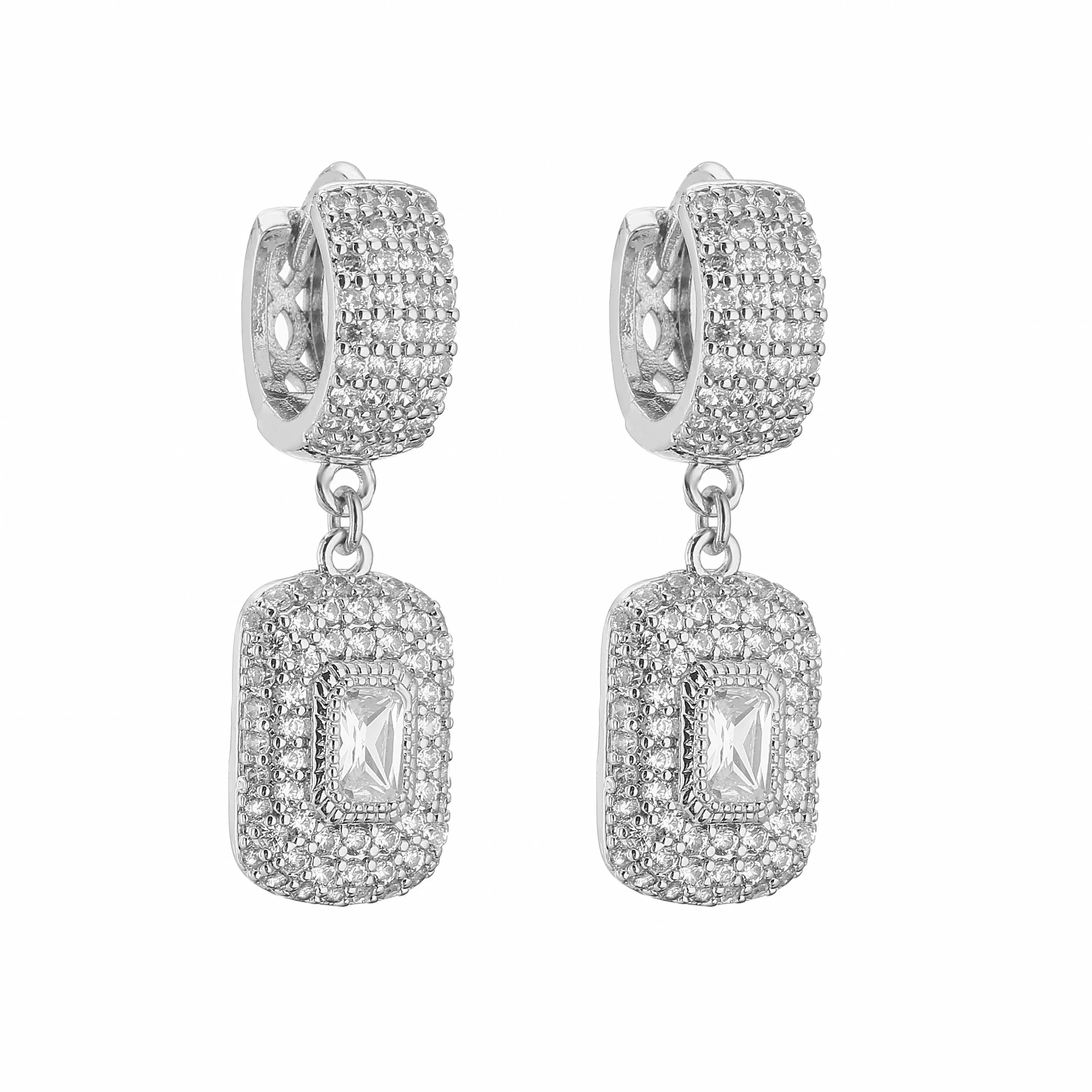HECHENG,Square Circle Hoop Earrings For Women Luxury Brass 18K Gold Plated Earring 2023 Trend Elegant Jewelry Couple Gift
