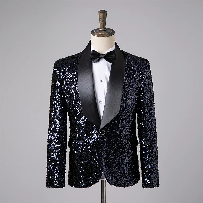 LOBUDEK Men Sequin Blazer Black 3