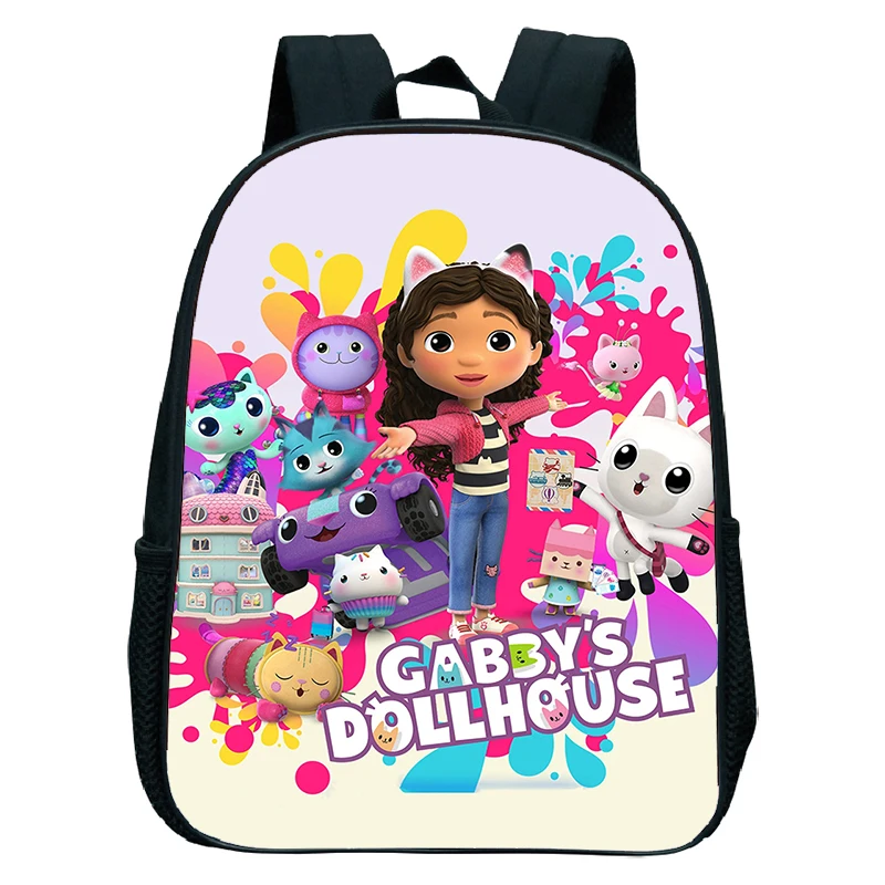 Children Gabbys Dollhouse Backpack Kids Kawaii School Bag Gabby Cats Kindergarten Bookbag Toddler Girls Backpacks 12Inch Mochila