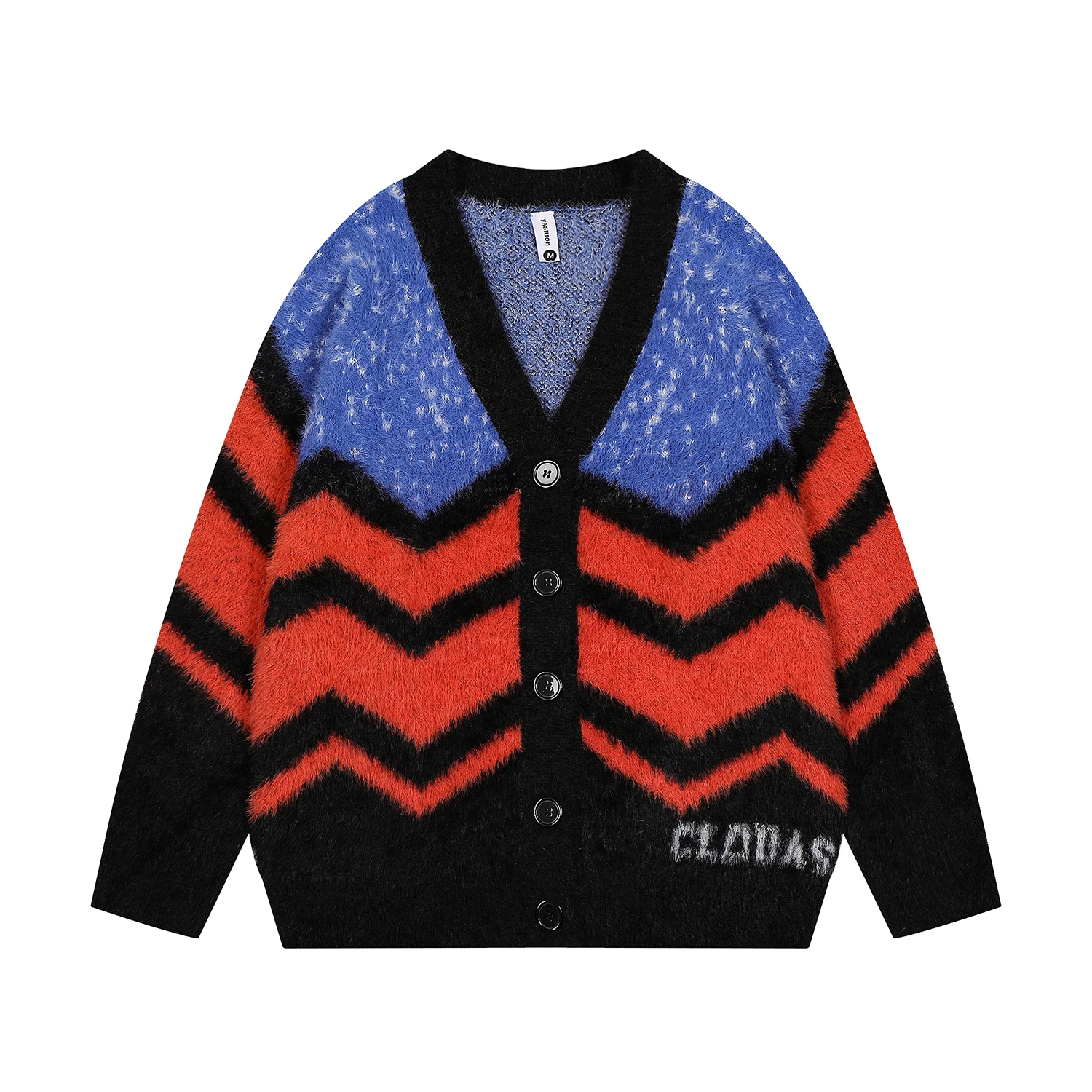 2024 Autumn and Winter Knitwears Oversize Striped Cardigan Sweater Y2k Casual Imitation Mink Mohair Patchwork Knit Sweaters Mens