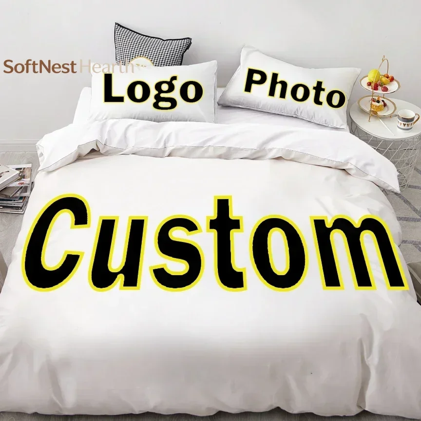 2026 3D Printed Diy Photo Logo Image Size Bedding Set Customized Duvet Cover Double Twin Full Queen King Adult Kids Bedclothes Q