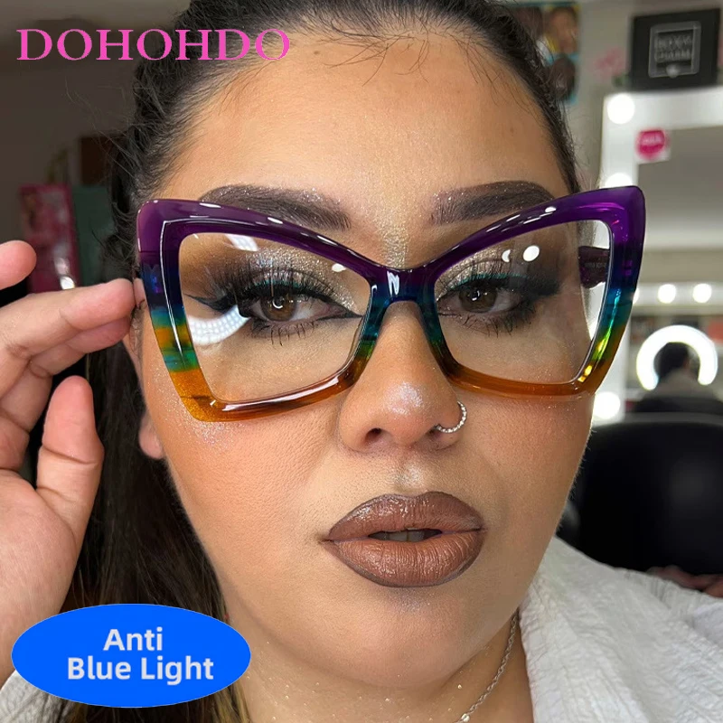 

Trendy Big Frame Cat Eye Butterfly Assorted Colors Anti-Blue Light Glasses Women Men Luxury Designer Computer Optical Eyewear