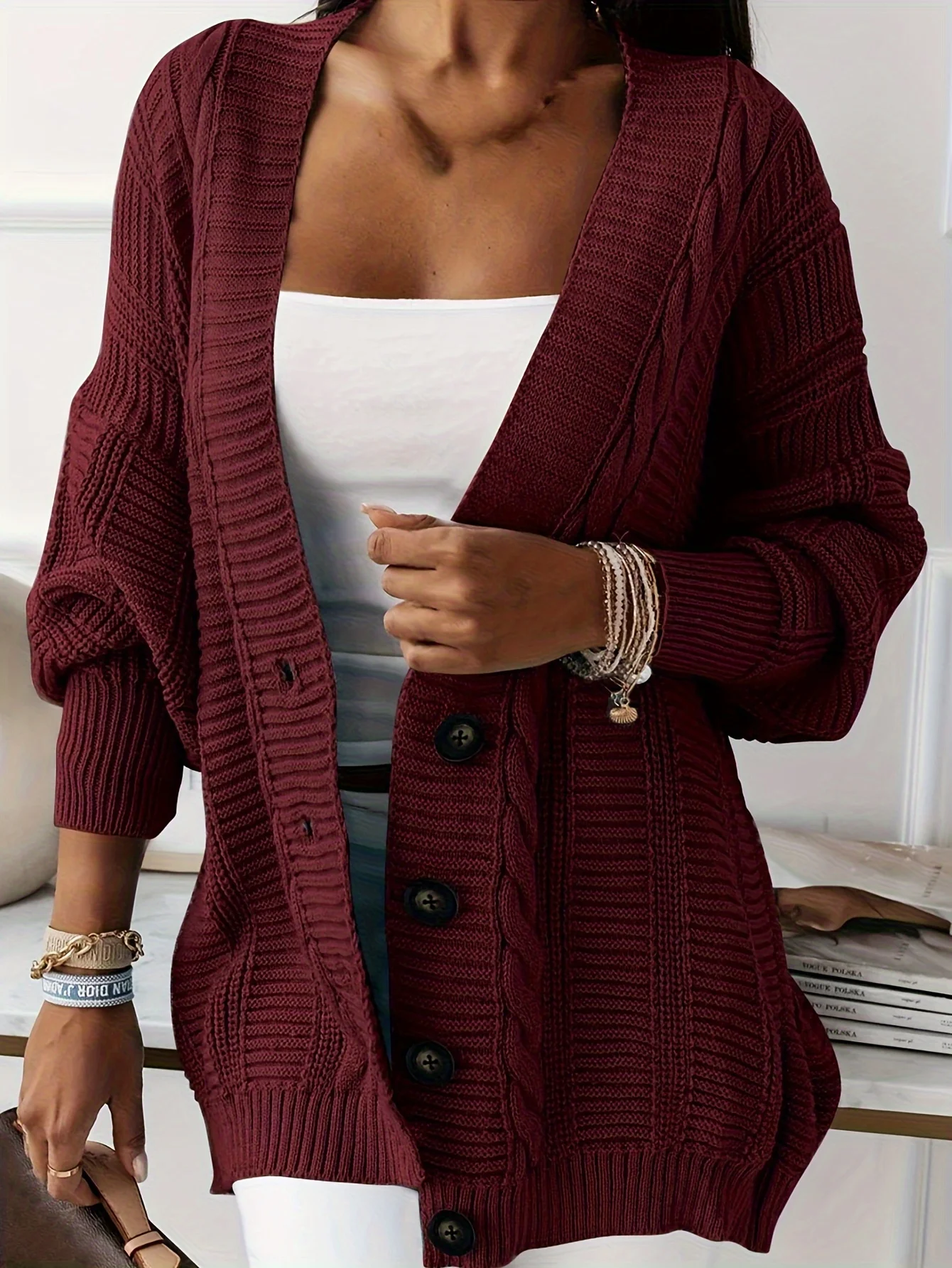 

Женское повседневное пальто больших размеров; шерстяной кардиган