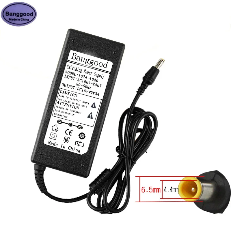 

15V 3A 6.5x4.4mm 45W AC Power Adapter Charger 15V2.56A for YAMAHA THR5 THR10 Electric Guitar Bass TSX-70 TSX-B72 TSX-W80 TSX-140