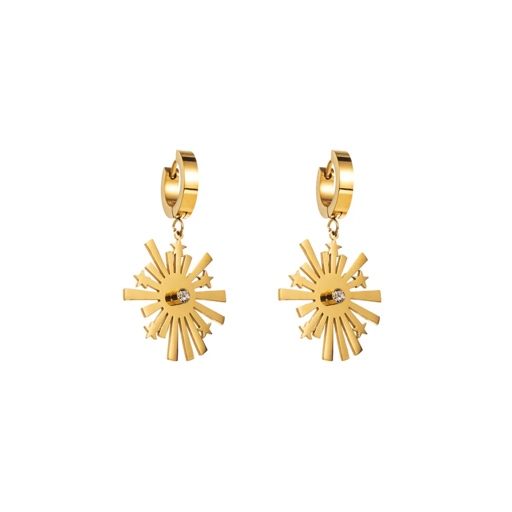 Premium exquisite light luxury titanium steel diamond-encrusted earrings women's versatile stainless steel hollow geometric hear