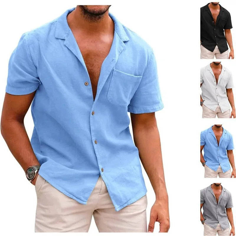 2022 new Plus Size Shirts Cotton Linen Men Shirt Long Sleeve Summer Style Hawaiian Shirts Sexy Slim Fit Men Clothes New Arrival