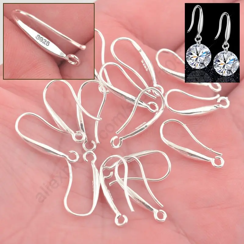 

Hot 100Pcs DIY Making Jewelry Earring Findings 925 Sterling Silver Color Ear Hook Earwires Accessory For Crystal Women Gift