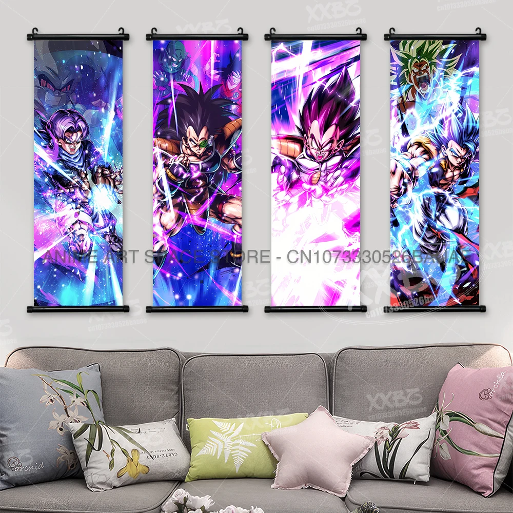Anime Hängende Malerei Dragon Ball Poster Goku Super Saiyajin Hause Dekorative Kakarot Wand Kunst Vegeta Tapete Schriftrollen Bild – Detail 3