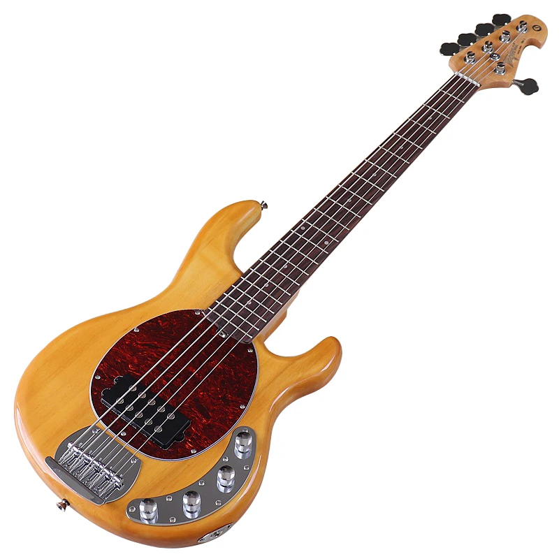 Active 5 String Electric Bass Guitar High Gloss Finish Basswood Body 21 Frets Black Hard Wood Fingerboard Bass Guitar