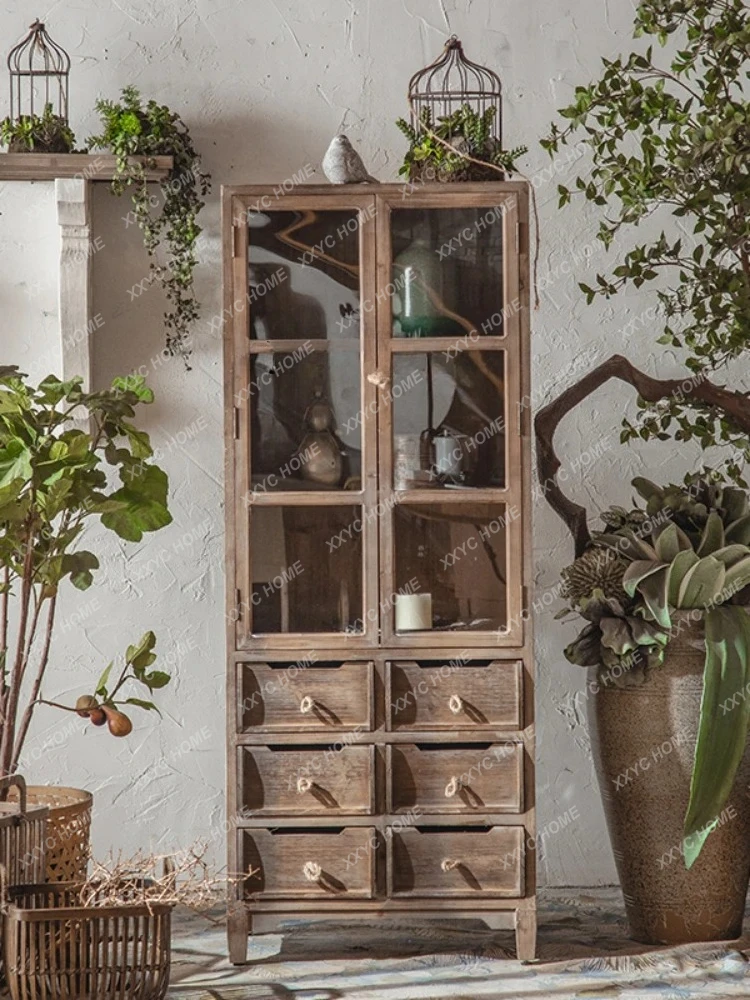Country Retro Distressed Console Tables B & B Flower Shop Garden Decoration Storage Cabinet