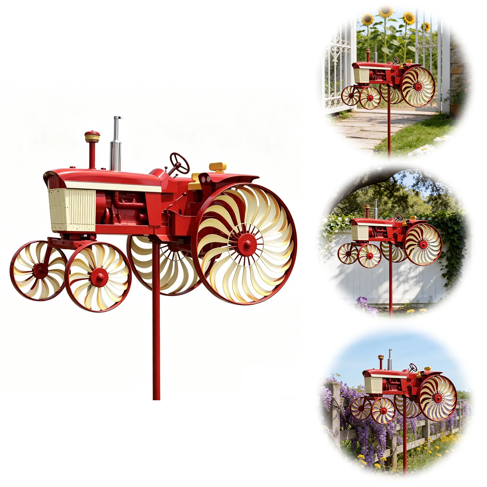 Tractor Wind Sculpture Decorative Windmill Outdoor Tractor Wind Spinner for Patio Yard Garden Gift for Friends Family - view 5