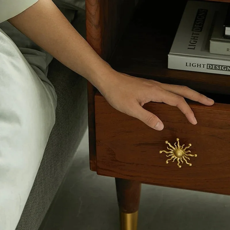 Brass Sun Shaped Knob Cabinet Handle Creative Nightstand Drawer Knob Personalized Shoe Cabinet Knob Home Decor Accessories