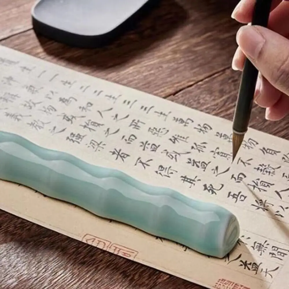 

Calligraphy Ceramic Paperweight Traditional Writing Bamboo Joint Paperweight Professional Drawing Pen Brush Rest Holder Art Tool
