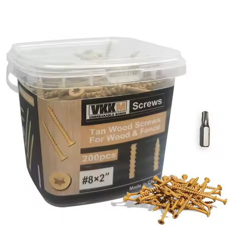 VKKM #8 Yellow Plum Blossom Head Wood Screws for Outdoor Furniture and Deck Construction Furniture Installation Screws