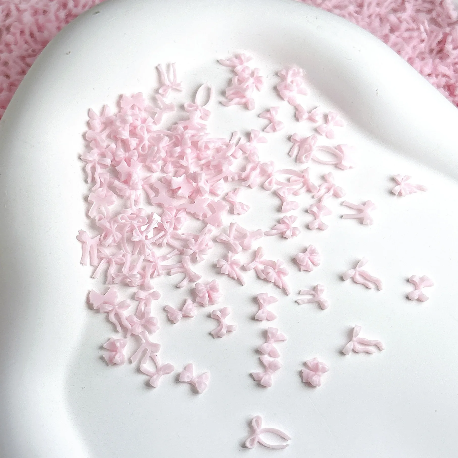 100 pièces/sac 3D mixte rose arc Nail Art breloques résine évider Kawaii décorations d'ongles bricolage Mini nœud papillon manucure accessoires & * &