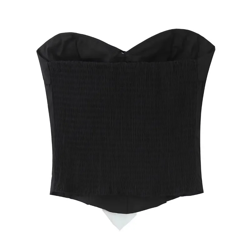 Topenomi Corset Top Women French Elegant Sleeveless Tie Strapless Tops 2025 New Sexy Slim Patchwork Design Party Tank Streetwear