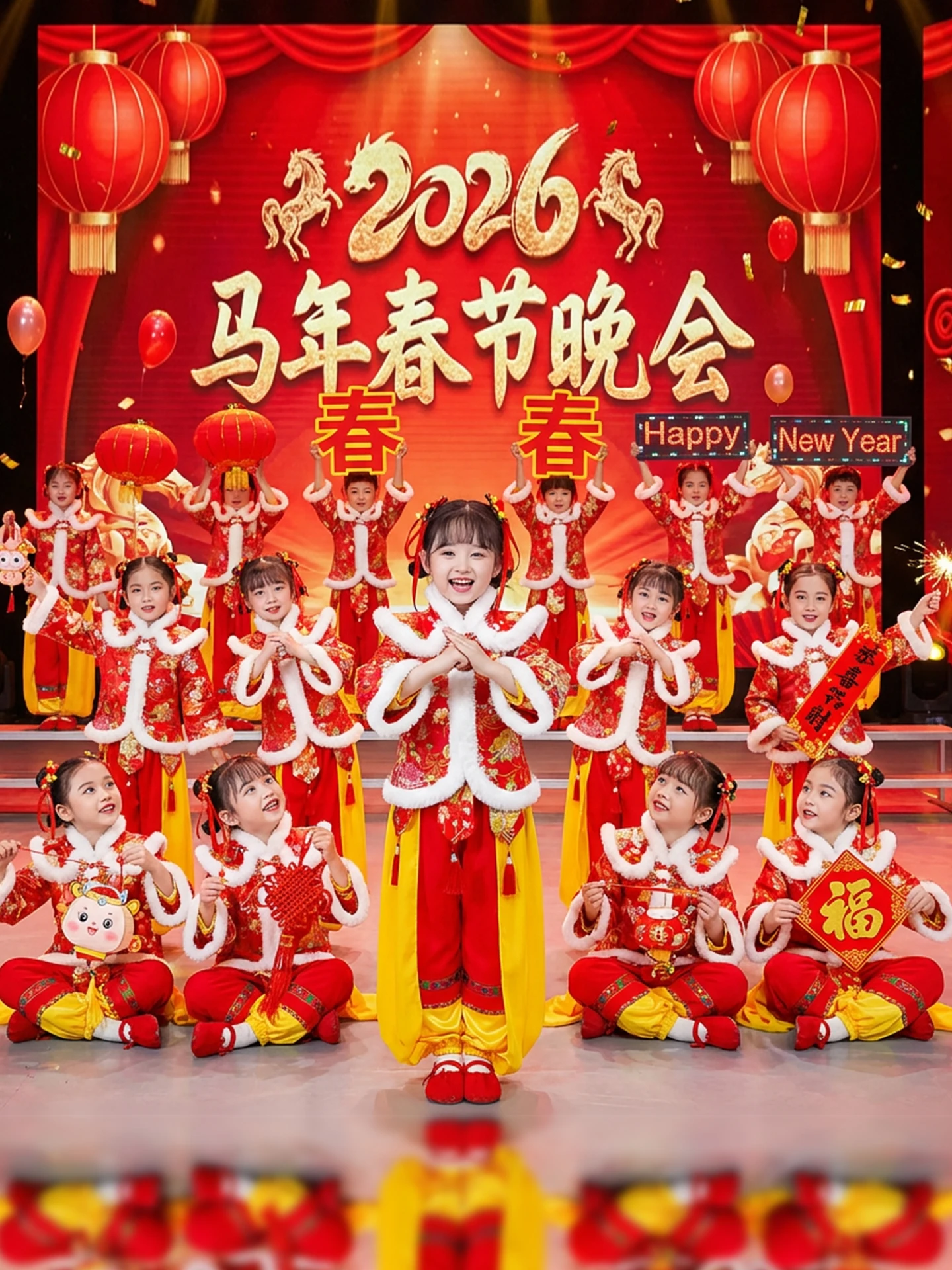 

Cheerful New Year Performance Clothes Dream Doll Fortune Doll Spring Celebration Lion Dance Dragon Dance Kindergarten Childre...