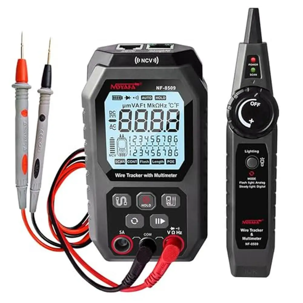 جهاز اختبار كابل الشبكة المتعدد RJ45 CAT5 CAT6 جهاز اختبار إيثرنت منفذ وامض NCV مضاد للحرق التيار المتناوب تيار مستمر الفولتميتر POE طول اختبار TDR