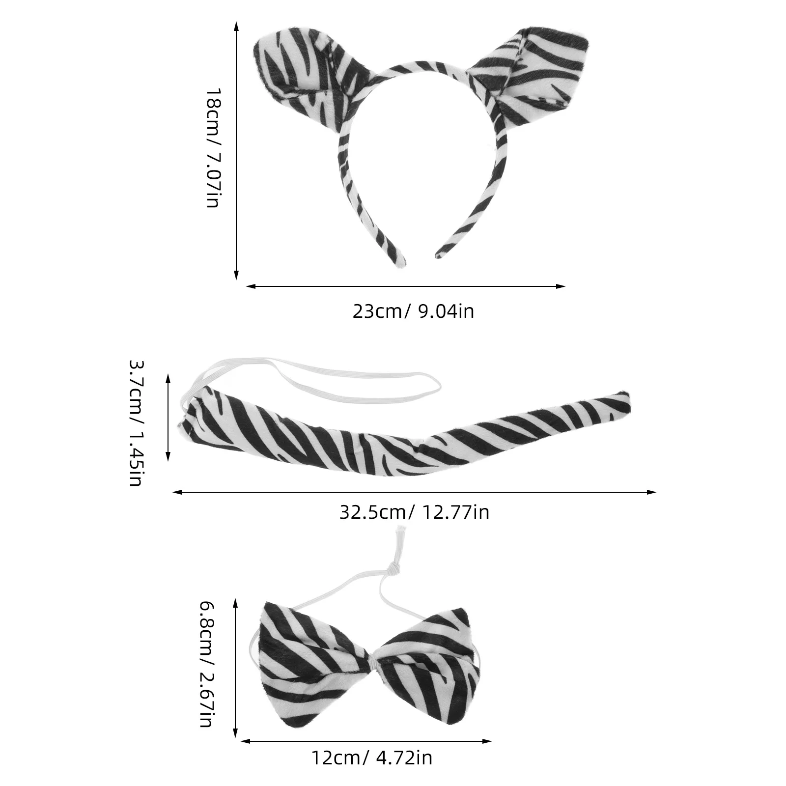 Fascia per orecchie da zebra Costume da animale Forniture per cosplay di Halloween Accessori per copricapi per feste Novità Set di coda per orecchie