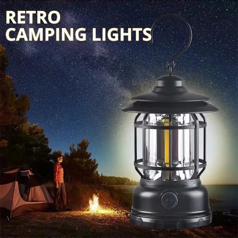 

Retro Camping Lamp USB Rechargeable Lantern Camping Light Lighting Lantern Lamp Torch Outdoor Camping Light Waterproof